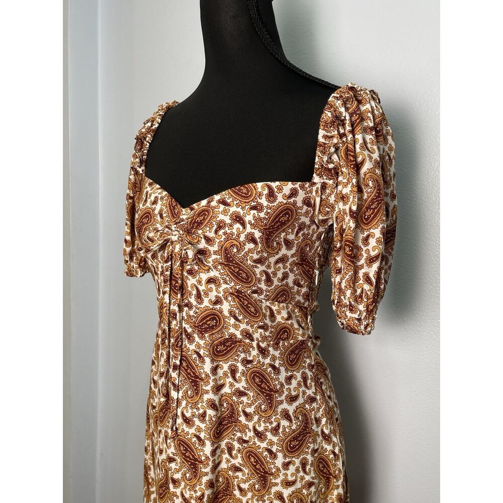 NWT Faithfull The Brand Juniper Paisley Midi Dress Puff Sleeve Sweetheart Size 6 - Picture 3 of 10
